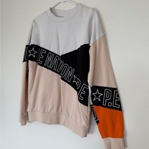 P.E Nation Colorblock Sweatshirt - White, Black, Orange, and Tan